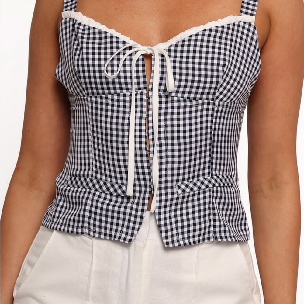 Zara Black and White Gingham Blouse
